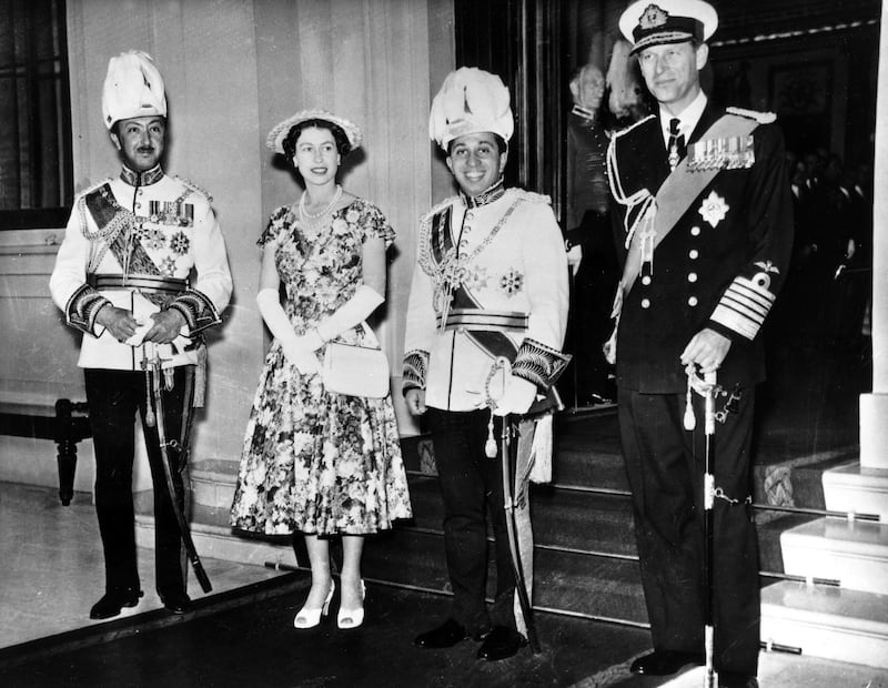 (EingeschrÃ¤nkte Rechte fÃ¼r bestimmte redaktionelle Kunden in Deutschland. Limited rights for specific editorial clients in Germany.) Elizabeth II. *21.04.1926-Queen of the United Kingdom since 1953L-R: Crown Prince Abdul-Illah of Iraq, the Queen, King Faisal of Iraq, Prince Philip (Photo by ullstein bild/ullstein bild via Getty Images)