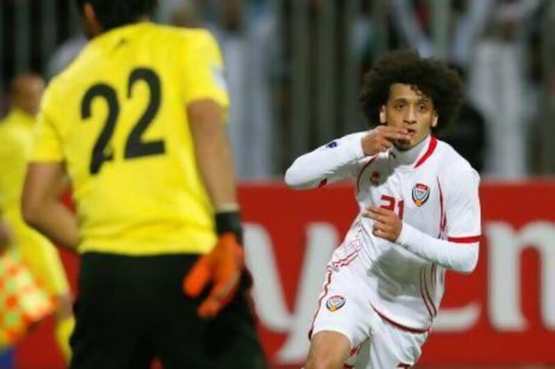 The UAE under-17 team will be looking to emulate the success that Omar Abdulrahman, right, and the UAE national side had at the Gulf Cup.