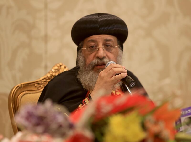 ABU DHABI - UNITED ARAB EMIRATES - 13MAY2014 - Coptic pope Tawadros II at a press conference yesterday at Ritz Carlton hotel in Abu Dhabi. Ravindranath K / The National (tog o with Lindsay story for Nation)