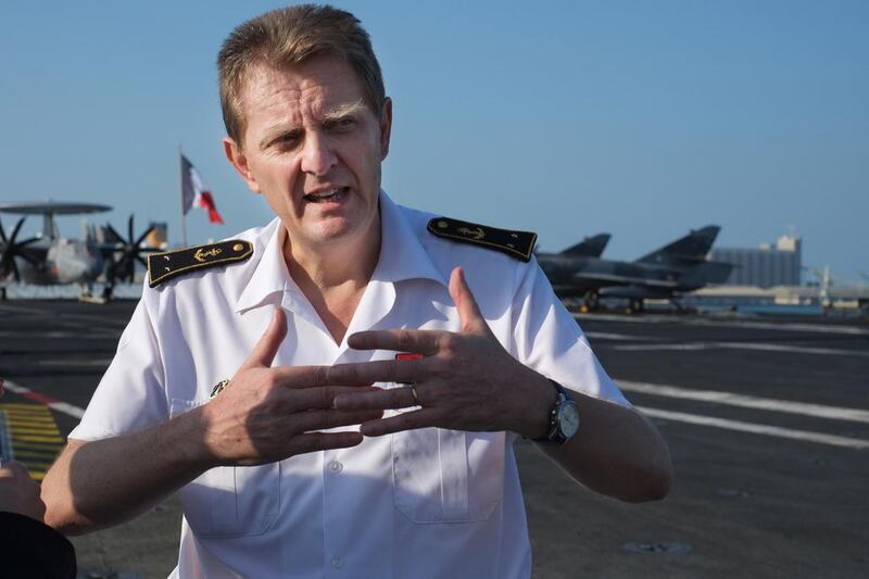 Rear Admiral Eric Chaperon from the French carrier, Charles De Gaulle. Delores Johnson / The National 