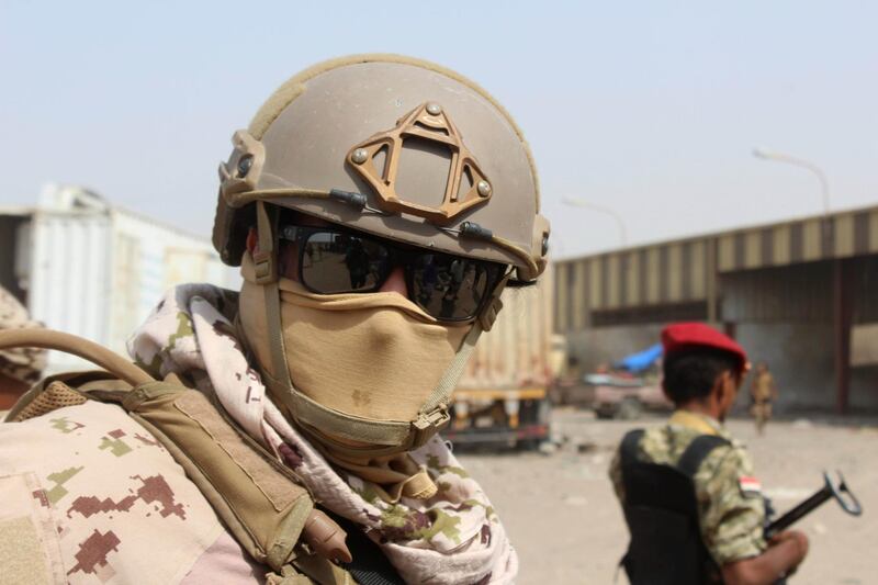 (FILES) In this file photo taken on January 22, 2019 soldiers with a military coalition in Yemen backed by Saudi Arabia and the United Arab Emirates stand guard at a facility of Yemen's Red sea mills company in the port city of Hodeida. Saudi Arabia is confronting the perils of its combative foreign policy as it slides into a military quagmire in Yemen, the latest in a series of strategic missteps under the ambitious crown prince, analysts say. The Sunni kingdom, locked in a battle for regional supremacy with Shiite power Iran, has adopted an interventionist –- and at times belligerent -- policy under 34-year-old Prince Mohammed bin Salman, the young heir to the Saudi throne.
 / AFP / Saleh Al-OBEIDI
