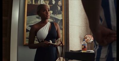 Janelle Monae, who plays Andi Brand, in front of Edward Degas's In a Cafe. Photo: Netflix