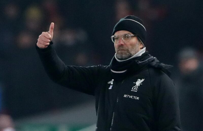 Soccer Football - Premier League - Liverpool vs Newcastle United - Anfield, Liverpool, Britain - March 3, 2018   Liverpool manager Juergen Klopp celebrates after the match                        REUTERS/Scott Heppell    EDITORIAL USE ONLY. No use with unauthorized audio, video, data, fixture lists, club/league logos or "live" services. Online in-match use limited to 75 images, no video emulation. No use in betting, games or single club/league/player publications.  Please contact your account representative for further details.