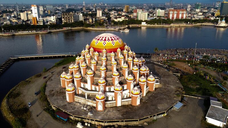 A view of the 99 Domes Mosque in Makassar, Indonesia, during Ramadan.  AFP