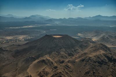 A dormant volcano and lava field in Harrat Rahat. Courtesy The Red Sea Development Company