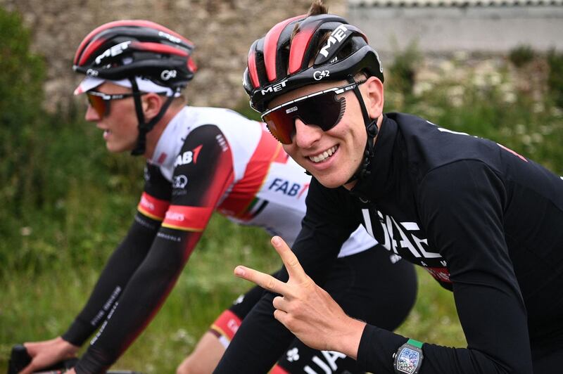 Team UAE Emirates' Tadej Pogacar attends a training session two days ahead of the first stage of the 108th edition of the Tour de France. AFP