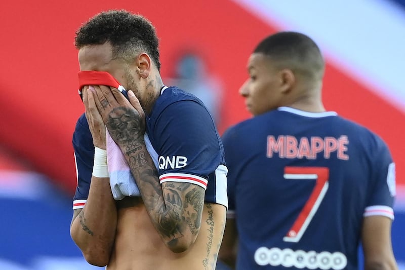 Neymar and Kylian Mbappe had a frustrating night against Lille. AFP