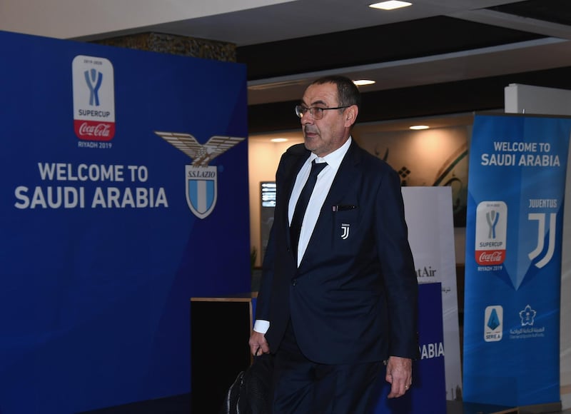 Juventus coach Maurizio Sarri arrives at Riyadh Airport. Getty