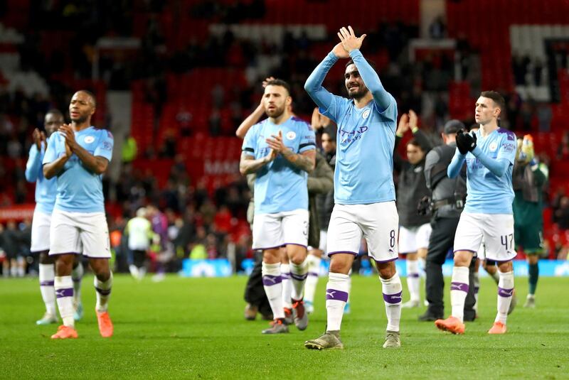 Ilkay Gundogan of Manchester City acknowledges the fans after the match. Getty