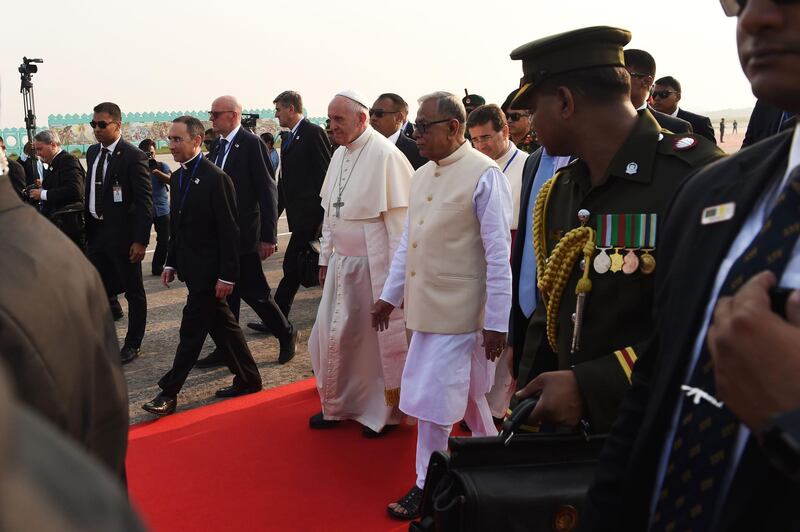 Pope Francis arrived in Bangladesh from Myanmar on November 30 for the second stage of a visit that has been overshadowed by the plight of hundreds of thousands of Rohingya refugees. Prakash Singh / AFP Photo