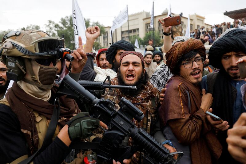 Taliban supporters rejoice on the first anniversary of the fall of Kabul. Reuters