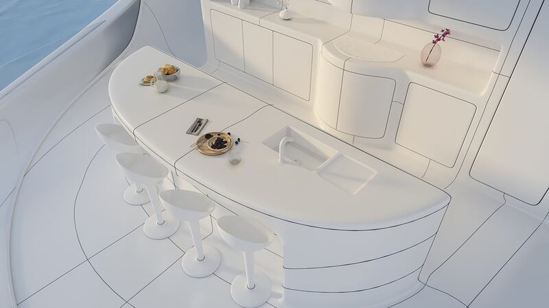 A view of the SeaPod kitchen from above.