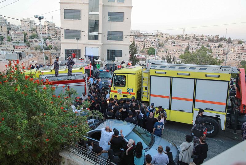 Prime Minister Bisher Al Khasawneh visited the area where the building collapsed. AFP