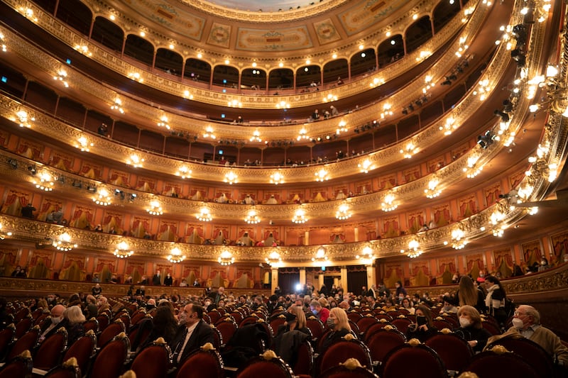 People attend a performance at the Colon Theatre in Buenos Aires, Argentina, after the venue reopened for a second time since the start of the pandemic.