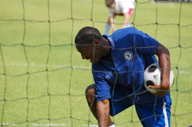 ABU DHABI, UNITED ARAB EMIRATES - June 23, 2008: Chelsea football player, Shaun Wright-Phillips participates in a coaching clinic with local boys from the Football For All Academy, the clinic was held at Emirates Palace in Abu Dhabi. (Fatima Al Mutawa / The National) *** Local Caption ***  FM002-Shaun Wright-Phillips.JPGFM002-Shaun Wright-Phillips.JPG