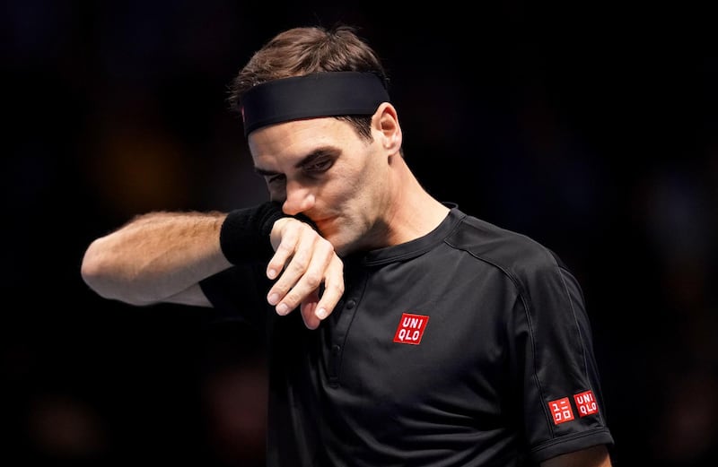 File photo dated 12-11-2019 of Roger Federer. PA Photo. Issue date: Thursday February 20, 2020. Roger Federer has announced his withdrawal from a number of tournaments, including the French Open, after surgery on his right knee. See PA story TENNIS Federer. Photo credit should read John Walton/PA Wire.