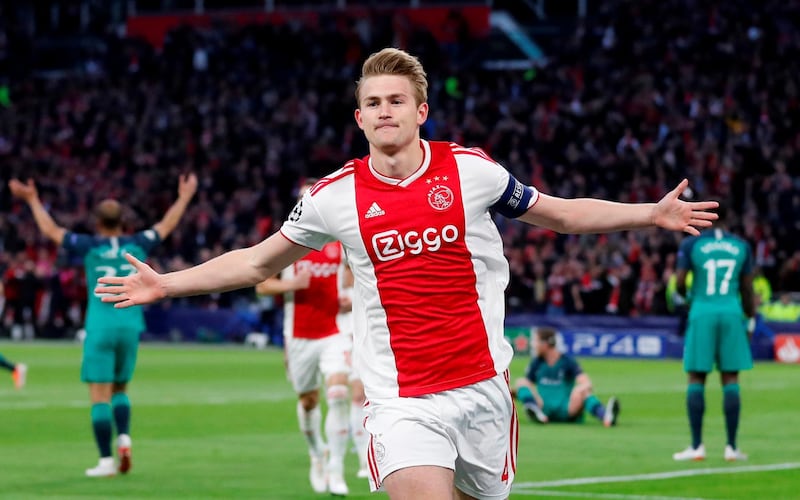 Ajax's Matthijs de Ligt celebrates . Reuters