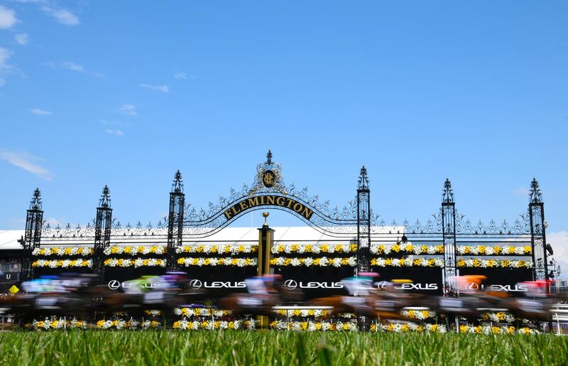 The first lap in Race 7, Lexus Melbourne Cup, during Melbourne Cup Day at Flemington Racecourse, Australia. Getty Images