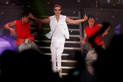 Dubai, May 4, 2013 - Canadian singer Justin Bieber performs for screaming fans at Sevens Stadium in Dubai, May 4, 2013.(Photo by: Sarah Dea/The National)

