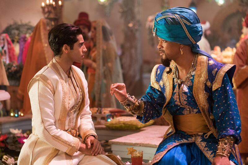 Will Smith is the Genie and Mena Massoud is Aladdin in Disney’s live-action ALADDIN, directed by Guy Ritchie.