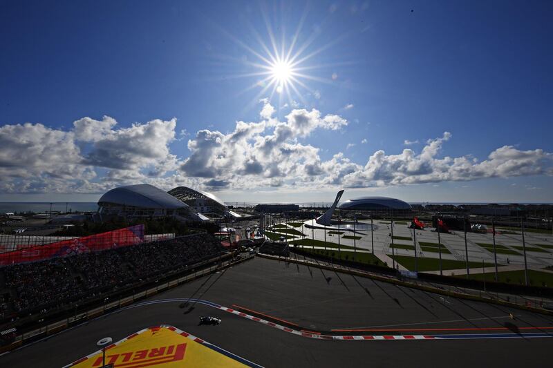 Lewis Hamilton on his way to victory in Formula One's Russian Grand Prix in Sochi, on Sunday, September 29. Getty