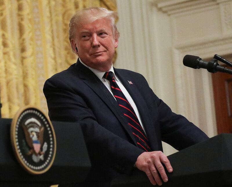 U.S. President Donald Trump holds a joint news conference with Italy's President Sergio Mattarella in the East Room of the White House in Washington, U.S., October 16, 2019. REUTERS/Jonathan Ernst