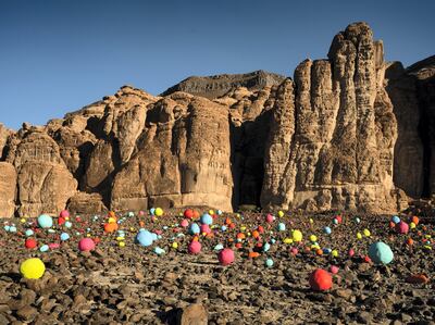 Mohammed Ahmed Ibrahim's Falling Stones Garden installation at Desert X AlUla in 2022. Photo: Lance Gerber