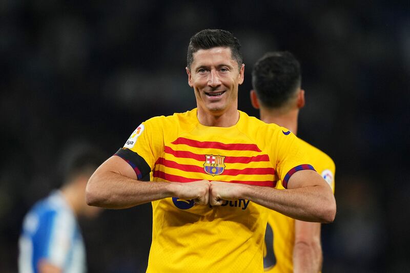 Robert Lewandowski – 9. Scored his 20th league goal of an impressive first season in Spain, beating his man to stab the ball in. Scored his second and Barcelona’s third on 39, becoming the first Barca player to score two in the first half away from home since Patrick Kluivert in 2003. Getty