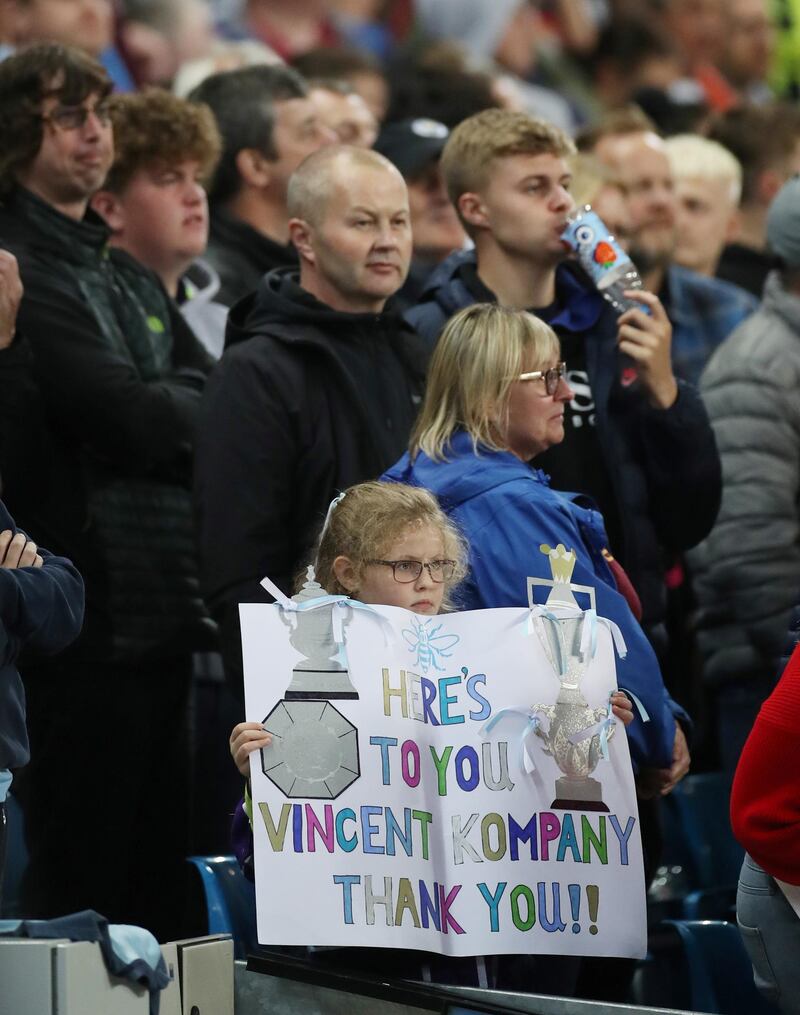 Manchester City fan with a thank you message to Vincent Kompany. Reuters