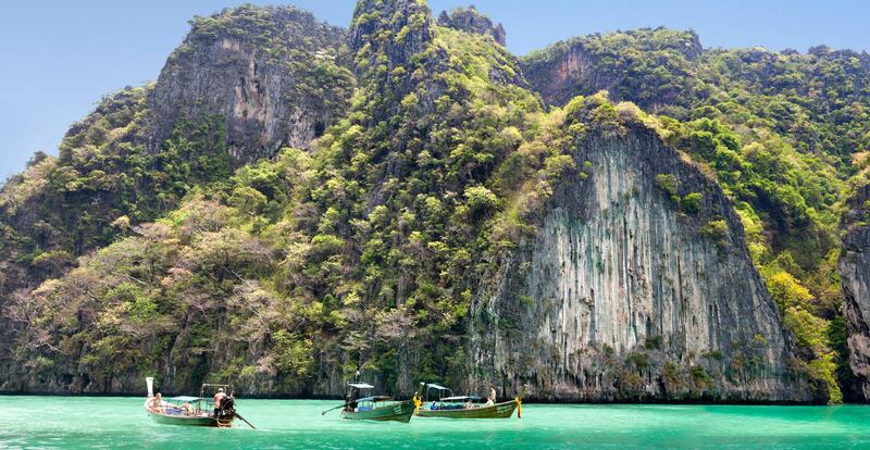 Phang Nga Bay lies in the Strait of Malacca between the island of Phuket and the mainland of the Malay peninsula of southern Thailand. Its stunning views are characterised by Karst geology, sheer limestone cliffs, outcrops and caves. Getty Images