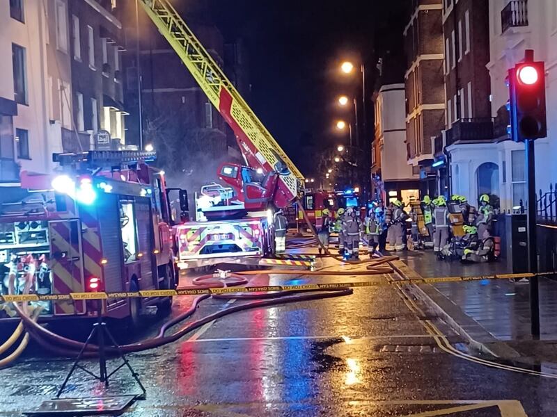 London Fire Brigade said about 60 firefighters and eight engines tackled the blaze in Belgravia. Photo: London Fire Brigade