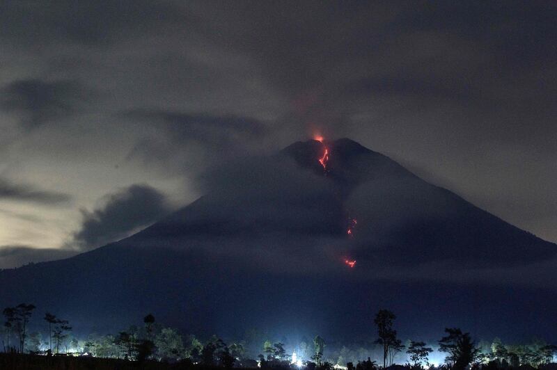 Lava flowing from Mount Semeru near the village of Lumajang, East Java. AFP