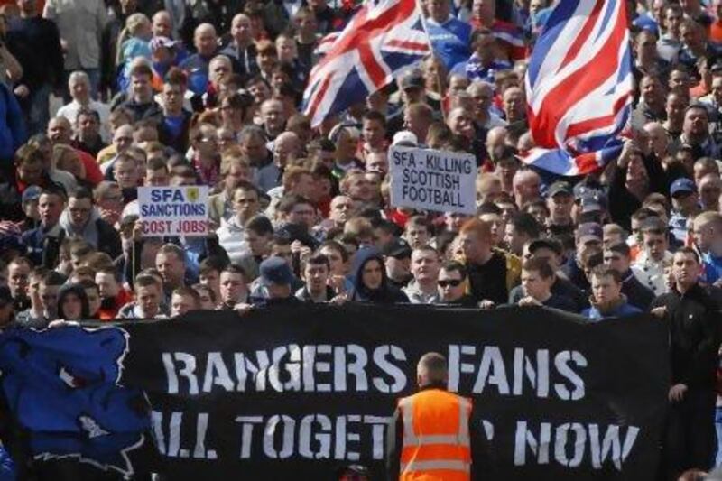 While supporters of Glasgow Rangers think the proposed changes are being mooted to keep them out of the league their rivals feel exactly the opposite way. Danny Lawson / PA