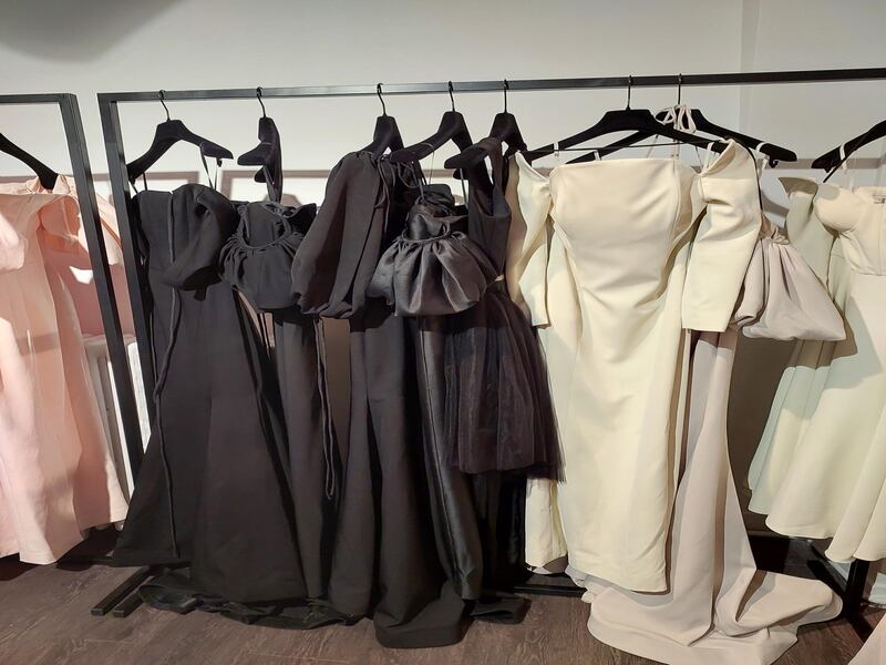 New season  Bazza Alzouman gowns in black and ivory.