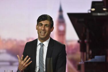 Britain's Chancellor of the Exchequer Rishi Sunak speaks during BBC TV's The Andrew Marr Show in London. Jeff Overs/BBC