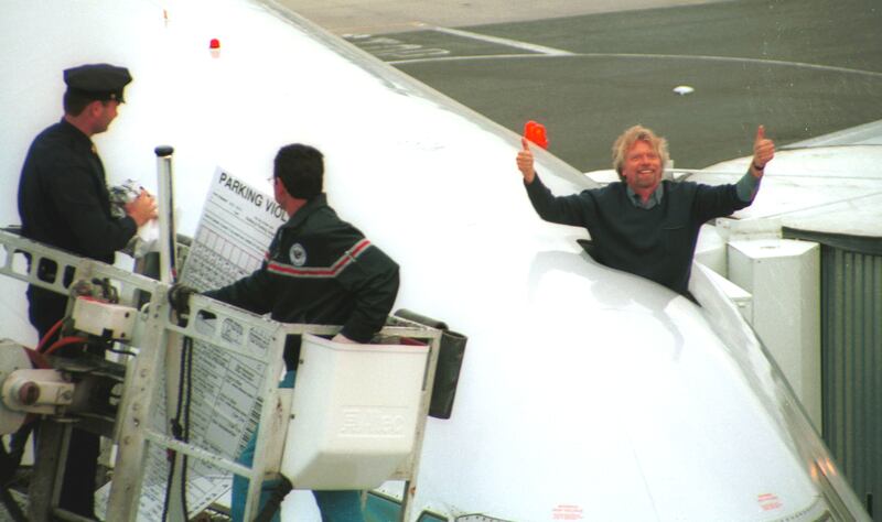 Sir Richard Branson inside the cockpit of a plane in New York in May 2000.