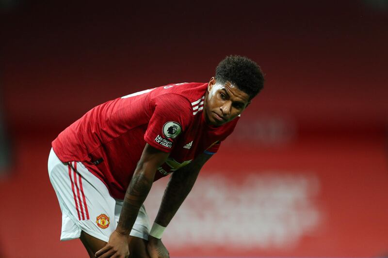 Marcus Rashford,. 6:  Not enough. His best goalscoring chance superbly saved by Johnstone, but quiet. EPA