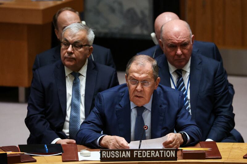 Mr Lavrov defended Russia's actions in Ukraine. Reuters
