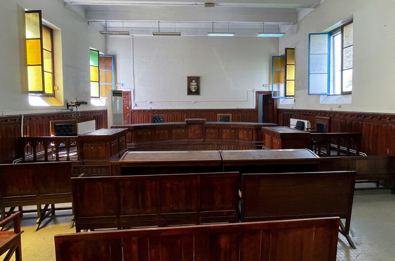 An empty Tunisian courtroom during a strike by judges, in Tunis. Reuters