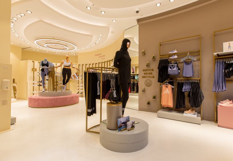 The store features lines of modest sportswear and swimwear.