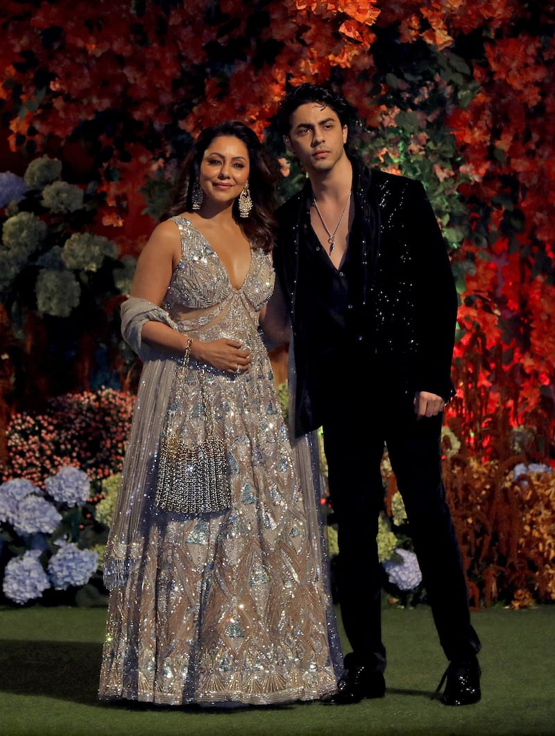 Gauri Khan, the wife of actor Shah Rukh Khan, and her son Aryan Khan. Reuters