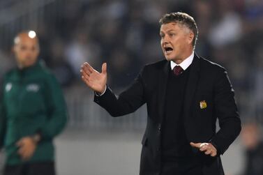 Manchester United's Norwegian manager Ole Gunnar Solskjaer gestures during the UEFA Europa league group L football match between Partizan Belgrade and Manchester United at the Partizan stadium in Belgrade on October 24, 2019. / AFP / ANDREJ ISAKOVIC