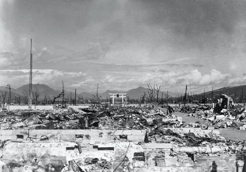 FILE PHOTO: Devastation caused by the atomic bomb is seen in Nagasaki, Japan March 17, 1948.  Department of Energy/Lawrence Berkeley National Laboratory/Handout via REUTERS/File Photo   ATTENTION EDITORS - THIS IMAGE HAS BEEN SUPPLIED BY A THIRD PARTY. PLEASE SEARCH "FROM THE FILES - 75TH ANNIVERSARY OF THE ATOMIC BOMBINGS" FOR ALL PICTURES