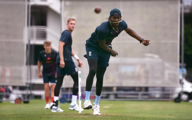 LONDON, ENGLAND - AUGUST 12: Jofra Archer of England bowls during a nets session at Lord's Cricket Ground on August 12, 2019 in London, England. (Photo by Gareth Copley/Getty Images)