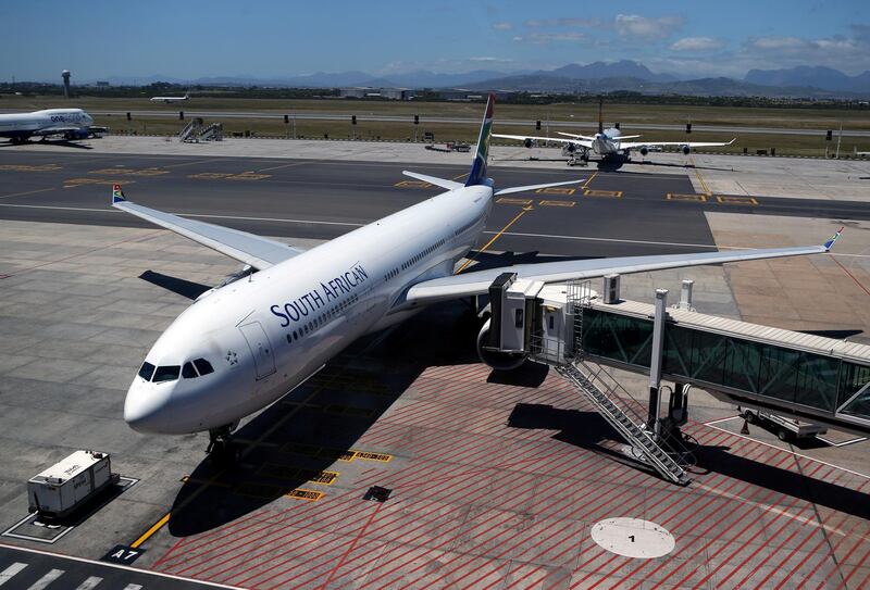 FILE PHOTO: A South African Airways (SAA)  aircraft is seen parked on the tarmac at Cape Town International Airport in Cape Town, South Africa, November 14, 2019. REUTERS/Sumaya Hisham/File Photo