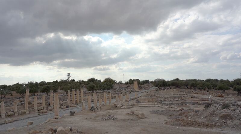 Winter clouds cast a shadow on the ruins.