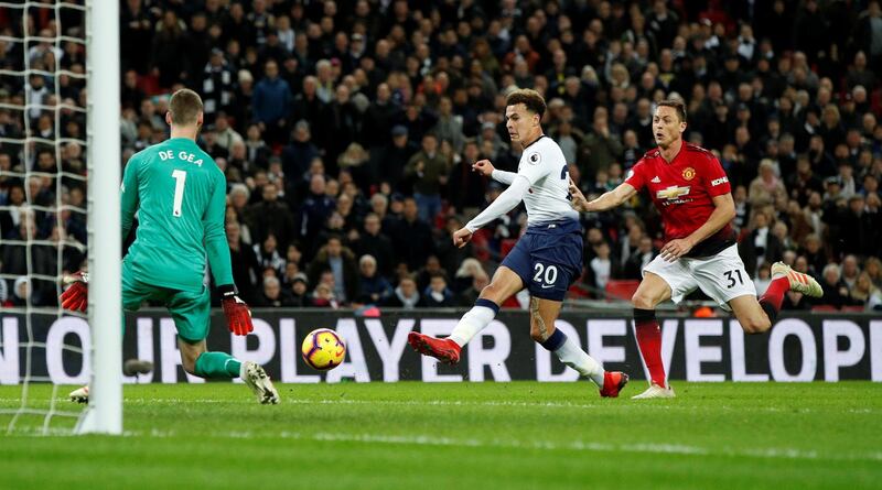 David de Gea saves from Tottenham's Dele Alli. Action Images via Reuters