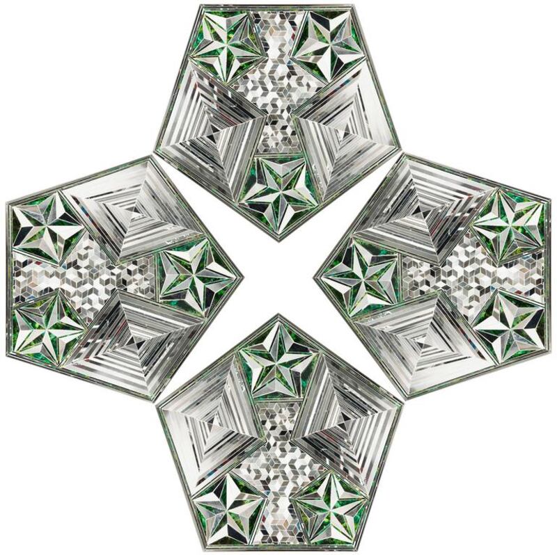 A handout image of Monir Farmanfarmaian_Convertible Series, G4-V1_2010_Mirror and reverse glass painting on plaster and wood_Variable size (Courtesy: The Third Line)