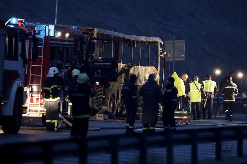 Local TV showed pictures of the burnt vehicle. Reuters