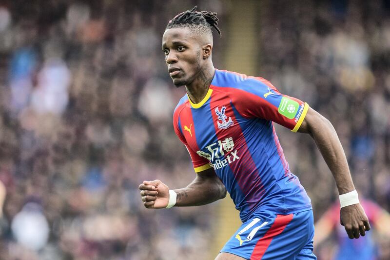 LONDON, ENGLAND - APRIL 27: Wilfried Zaha of Crystal Palace reaction during the Premier League match between Crystal Palace and Everton FC at Selhurst Park on April 27, 2019 in London, United Kingdom. (Photo by Sebastian Frej/MB Media/Getty Images)
